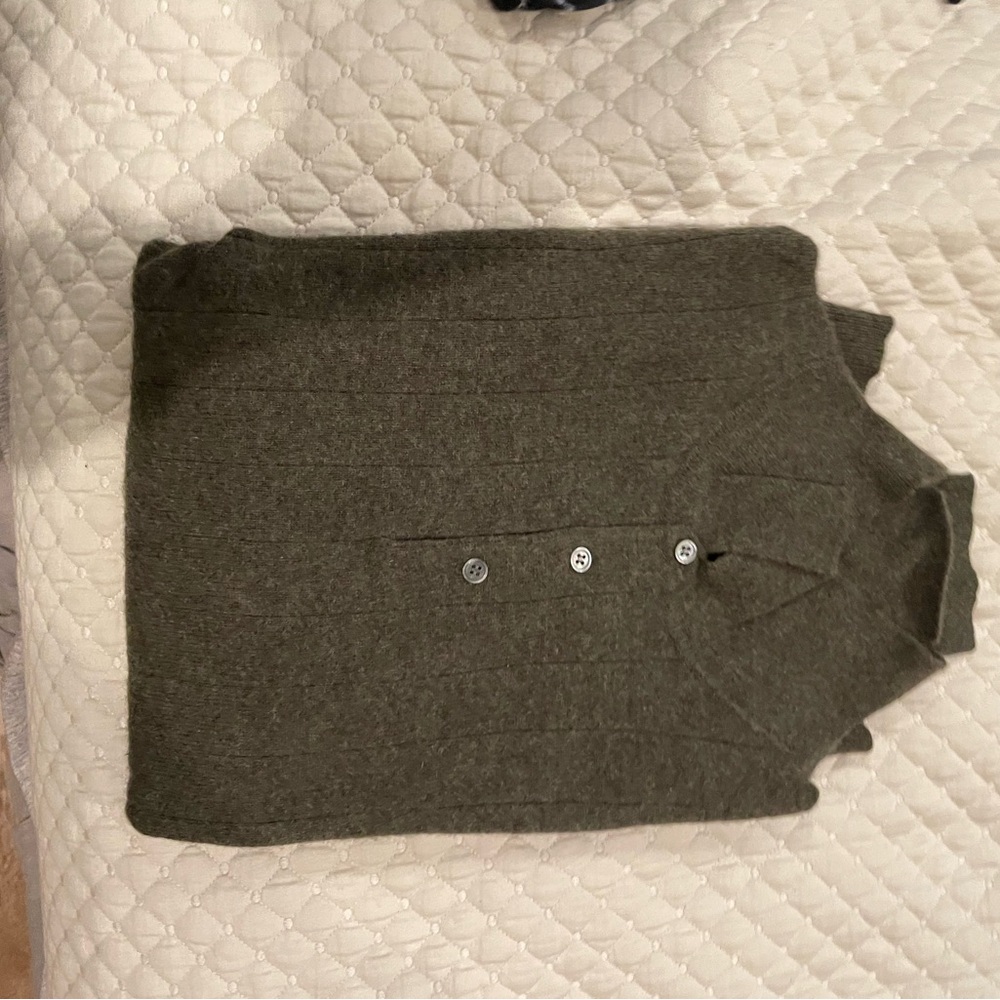 Olive Green Button-Up Sweater Vest